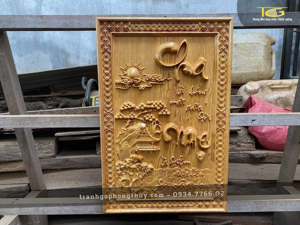 Tranh gỗ CNC khắc chữ Cha Mẹ