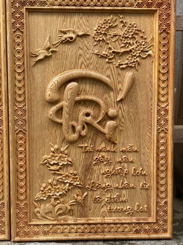Tranh chữ Trí bằng gỗ