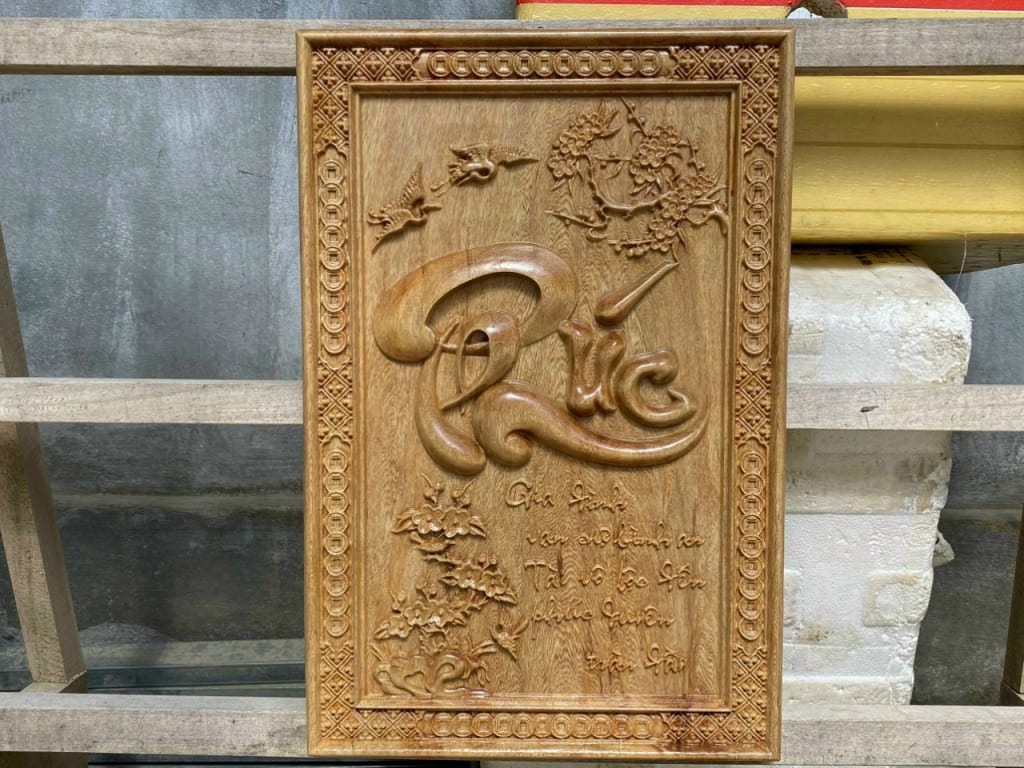 Tranh gỗ CNC khắc chữ Phúc